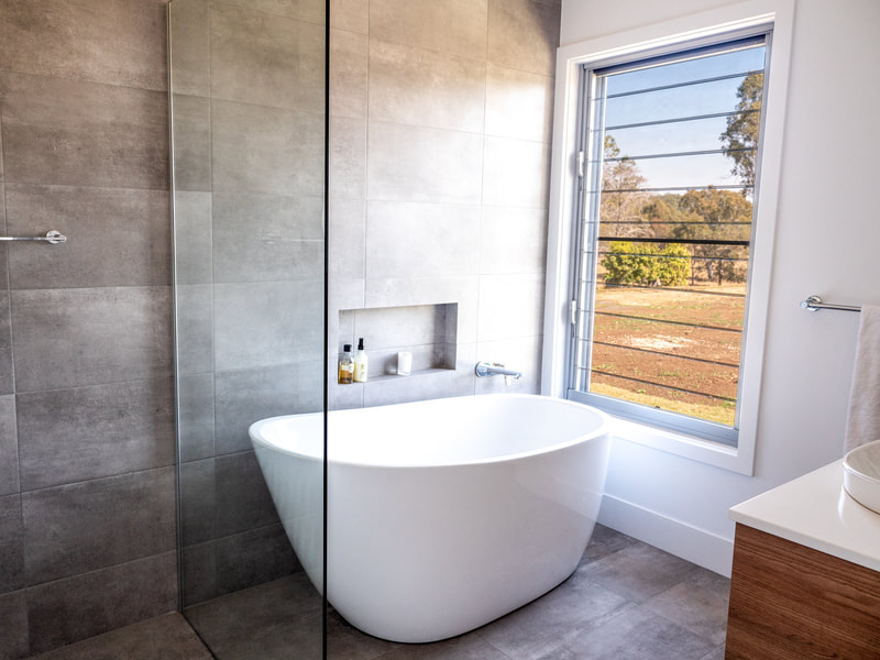 Gorgeous country view out of this bath in a renovation at caniaba, near Lismore, NSW. 